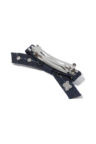 Ganni Denim Dantel Kemerli Saç Tokası Saç Aksesuarları Mavi