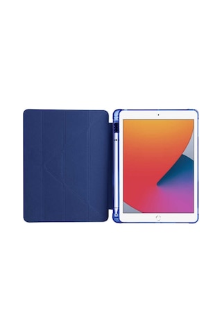 Apple Ipad 9.7" 2018 Kılıf Kalem Bölmeli Tri Folding Smart Katlanabilir Standlı 360 Tam Koruma Kapaklı Kılıf