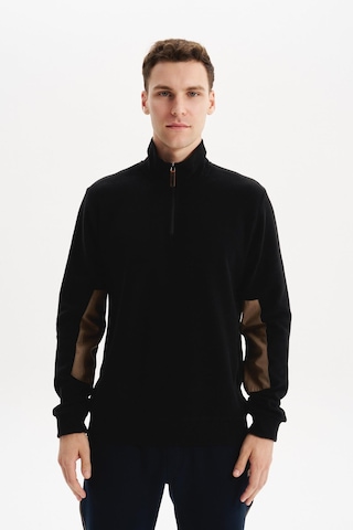 AR-MA Arma Erkek Pamuk Polyester Karışımlı Selanik Kumaş Yarım Fermuar Dik Yaka Sweatshirt Kazak K30404698002 Siyah
