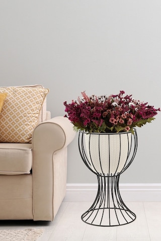Anafor Saksılık Siyah 43 Cm Krem Saksı