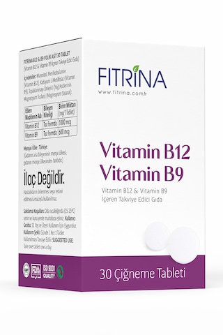 Fıtrina Vitamin B12 & B9 Folik Asit 30 Tablet