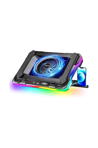 Gt100 Gaming Laptop Sogutucu 2200rpm, Rgb Işıklı, Led Display Notebook Soğutucu Stand