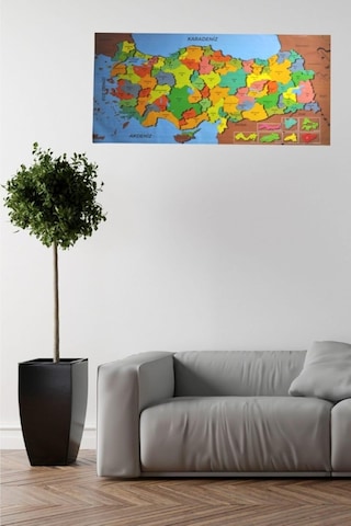 Lexroo Renkli Türkiye Haritası Manyetik Yapıştırıcı Gerektirmeyen Duvar Stickerı 118 Cm 56 Cm 118 x 56 CM
