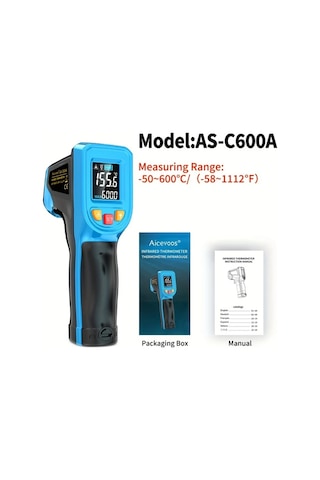 Boatshop1 C600a Yüksek Hassasiyetli Kızılötesi Termometre Endüstriyel Mutfak Fırın Yağ Ve Su Sıcaklık Ölçer