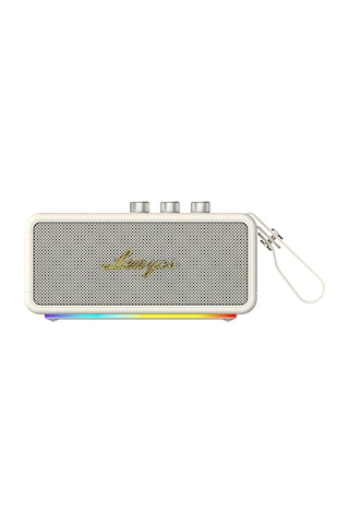 Lenyes S876 Supreme Serisi Rgb Işıklı Taşınabilir Su Geçirmez Tws Bluetooth Hoparlör V5.3 45w Bej
