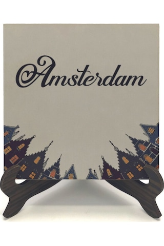 Amsterdam Görseli Baskılı Mdf Masaüstlük 10x10 508