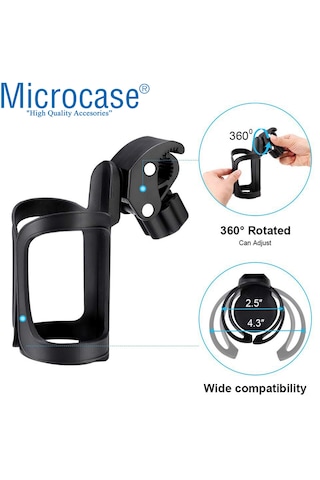Microcase Bisiklet Bebek Arabası Biberon Bardak Tutucu - AL3061 Siyah