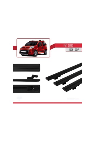 Fiat Qubo 2008-2017 Arası İle Uyumlu Basic Model Ara Atkı Tavan Barı Siyah 3 Adet