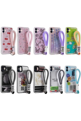Apple iPhone Uyumlu 11 Desenli El Askılı İpli Dsb Astana Silikon Kılıf kelebek