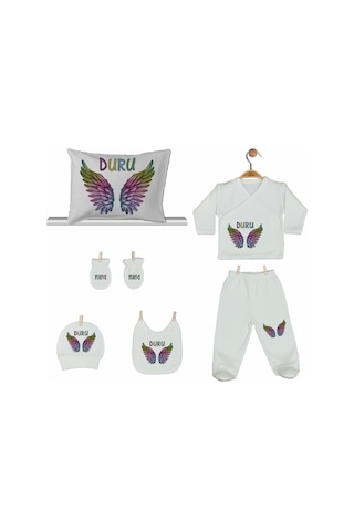 Pia Baby Gl 2207 İsme Özel Yastık Zıbın Set Krem