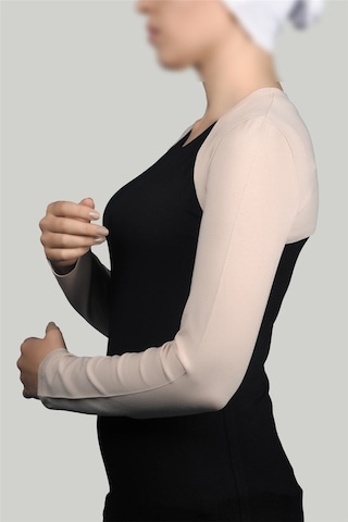 Altobeh Uzun Kollu Kadın Tesettür İçe Giyilen Bolero - Bej Çok Renkli
