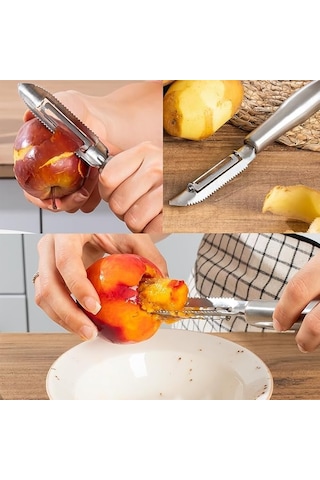 Paslanmaz Çelik Sebze Ve Meyve Soyucu, Çift Yönlü Süper Keskin Bıçaklı, Ergonomik Ve Kaymaz Saplı Profesyonel Soyacak, Havuç, Salatalık, Patates Ve Elma İçin, Bulaşık Makinesinde Yıkanabilir