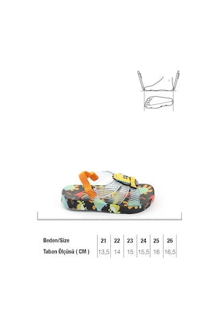 Gezer 13291 Dinazor Desenli Erkek Bebe Havuz Plaj Terlik-sandalet Siyah