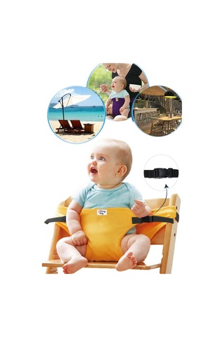 Kumaş Mama Sandalyesi Mama Sandalyesi Emniyet Kemeri Sarı