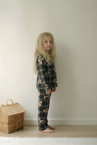 Esila Kids Kız Çocuk Pijama Takımı Uzun Kollu Ayıcık Desenli Yeşil