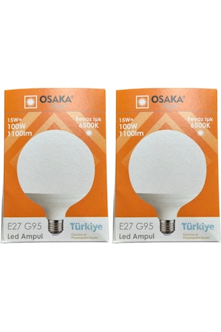 Osaka 15w 100w 6500k Beyaz Işık E27 Duylu G95 Led Glop Ampul 2 Adet