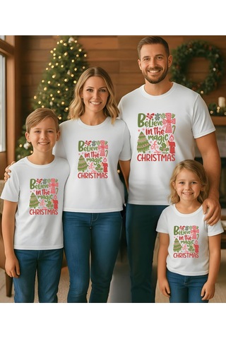 Aselinda Christmas Yılbaşı Temalı Yeni Yıl T- Shirt Aile Kombin Tişört Kombin Yapmak İçin Ürün Ekleyiniz Beyaz