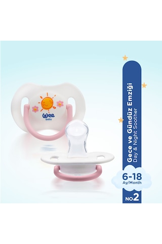 Wee Baby 2'li Gece Gündüz Emzik No:2 Pembe (Saklama Kabı Hediyeli) 6-18 Ay