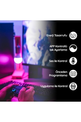 Renkli Işık Seçenekleri İle Uzaktan Kontrol Edilebilen Led Ampul Açık Kahverengi