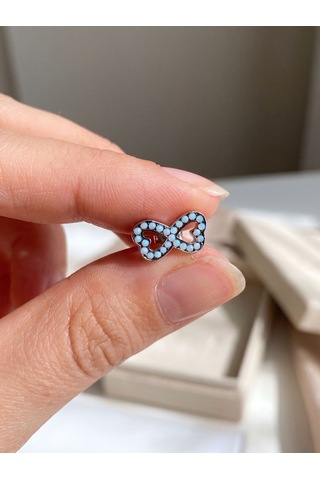 925 Ayar Gümüş Opal Sonsuz Aşk Tasarım Kadın Küpe P456