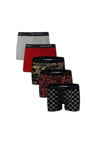 John Frank Logolu Pamuklu 5'li Paket Boxer Erkek Boxer Jfbs5 Gri-kırmızı-ssarı-sturuncu-sbeyaz Gri-kırmızı-ssarı-sturuncu-sbe
