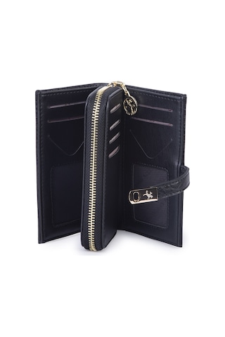 Nas Bag Kadın Orta Boy Kartlık Kağıt Para Ve Bozuk Para Tasarımına Sahip Siyah Victoria 16x9 Cm
