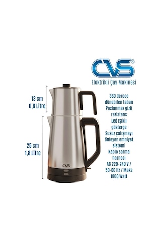 Cvs DN 1556 1.8 W Çelik Elektrikli Çay Makinesi
