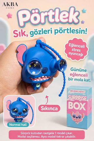 Pörtlek Gizemli Kutulu Stres Oyuncağı Sıkınca Gözleri Pörtleyen Figür Fidget Toys Sukuşi