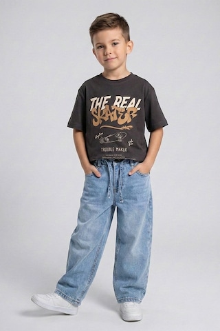 Dmb Boys & Gırls Erkek Çocuk Paten Baskılı Tshirt Füme 4-9 Yaş-2725