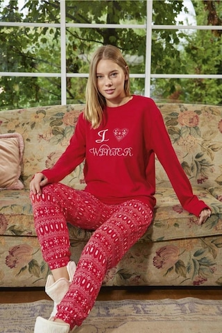 Aydoğan Kadın Bisiklet Yaka Termal Pijama Takımı 30000k- 1 Adet Kırmızı