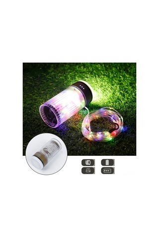 Wezone 10 Metre Ip45 Su Geçirmez Kamp Lambası - 6 Aydınlatma Modu, 1200mah Pil Ve Powerbank Özelliği, Sarı Işık, Kolay Saklama Tekerlekli Işık Şeridi Sarı