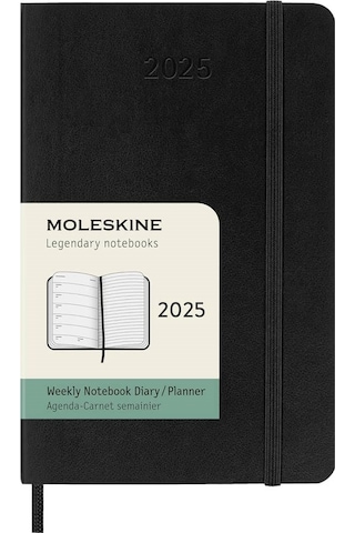 Moleskine 12 Ay Haftalık Ajanda Cep Boy 9x14 Cm Yumuşak Kapak Siyah Siyah