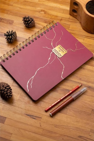 Denden Mermer Kırmızı 17x24 Çizgili Defter Kırmızı