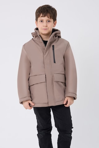 Erkek Çocuk Vizon Içi Kürklü Su Ve Rüzgar Geçirmez Kapüşonlu 3 Cep Kışlık Mont & Kaban & Parka Vizon