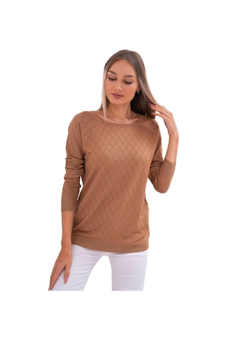 Kadın Baklava Dilimi Desenli Kazak 12781 Bgl-st04110 CAMEL