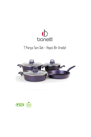 Bonetti 7 Parça Granit Tencere Seti Mor