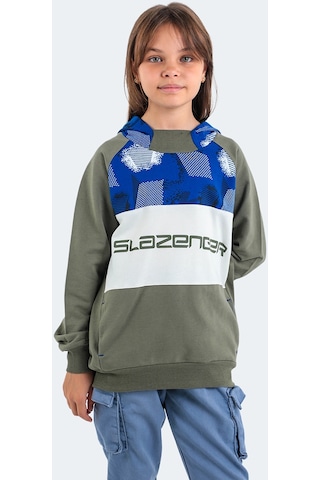 Slazenger DRAGICA IN Çocuk Kapüşonlu Cepli Haki Sweatshirt