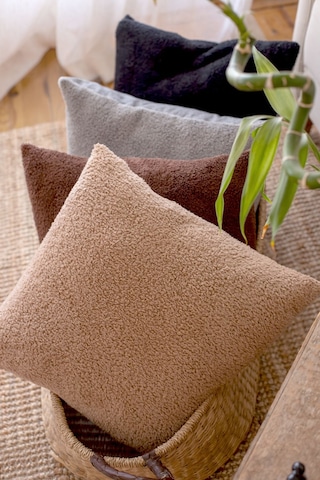 İskandinav Bohem 2'li Kırlent Kılıfı Modern Dekoratif Salon Koltuk Yastık Kılıfı 55x55 cm Teddy Puffy Bej