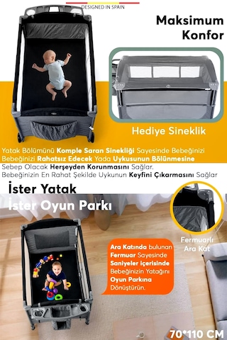 Baby Home 620 Lora-co 70x110 Bebek Oyun Parkı Anne Yanı Beşik