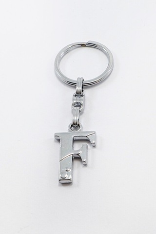 Gümüş Renkli Metal F Harfi Anahtarlık / Harfli Çanta Süsü