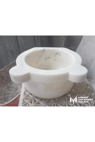 Afyon Damarlı Beyaz Mermer Düz Mini Kurna
