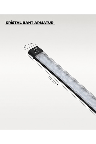 60w Siyah Kristal Led Bant Armatür 6500k Beyaz Işık 120 Cm