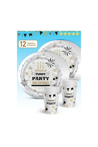 Priority. 12 Kişilik Eğlenceli Parti Tek Kullanımlık Sofra Seti 188472409 100 adet