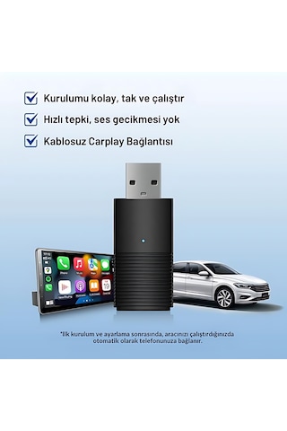 Araç İçi iOS Uyumlu Wireless Mini Carplay Adaptör Çevirici