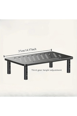 Xuweiwei Siyah Erkonomik Masaüstü Monitör Standı 3 Yükseklik Ayarlı Hava Delikli Kaymaz Fileli Metal Laptop Ve İmac Organizatörü