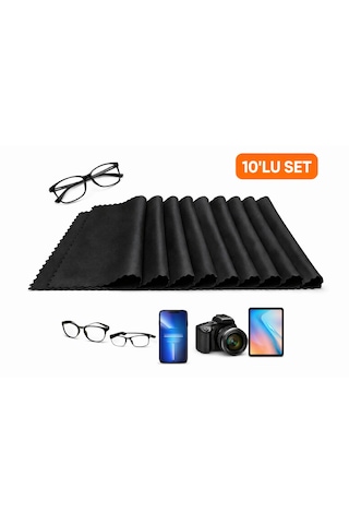 Gözlük Temizleme Bezi, Siyah, 10'lu Set, Mikrofiber Kumaş, Telefon Kamera Tablet Ekran Temizleme Gözlük Temizleme Bezi, Siyah, 10'lu Set, Mikrofiber Kumaş, Telefon Kamera Tablet Ekran Temizleme