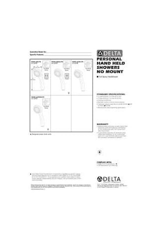Delta Faucet Tek Püskürtme El Tipi Duş Başlığı, Beyaz 59462-whb-pk