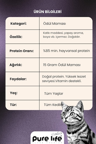 Purelife Plus Stick Kuzu Etli Kedi Ödül Çubukları 3 x 15 G