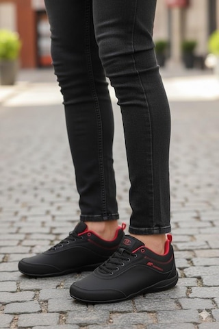 M.P 252 7332 Rahat Esnek Sneaker Erkek Ayakkabı Siyah - Kırmızı