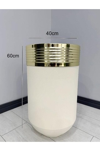 Elegant Dekoratif Gold Darbuka Krem Saksı 60cm